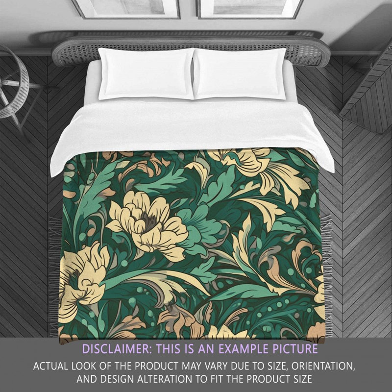 Machine Printed Comforter, Queen Comforter, Green/Beige Floral