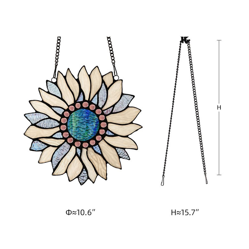 Panneau de vitrail Sunflower, Beige