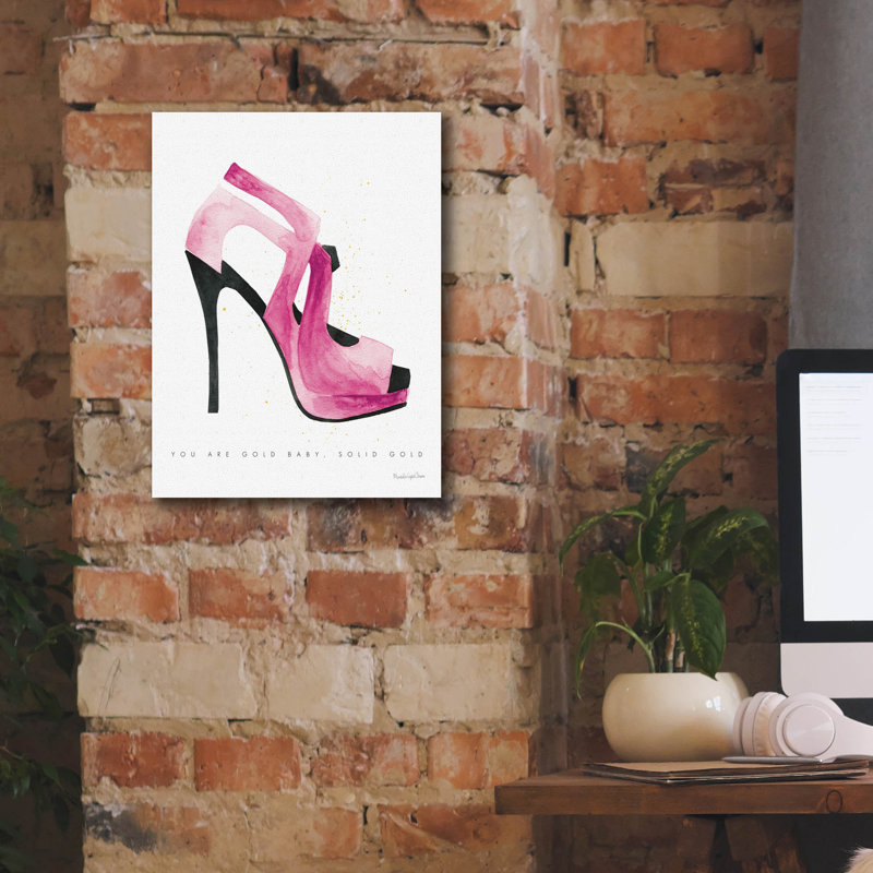 «Glitz and Glam V2 Pink» par Mercedes Lopez, art mural sur toile Charro, H 16 po x l 12 po x P 0,75 po