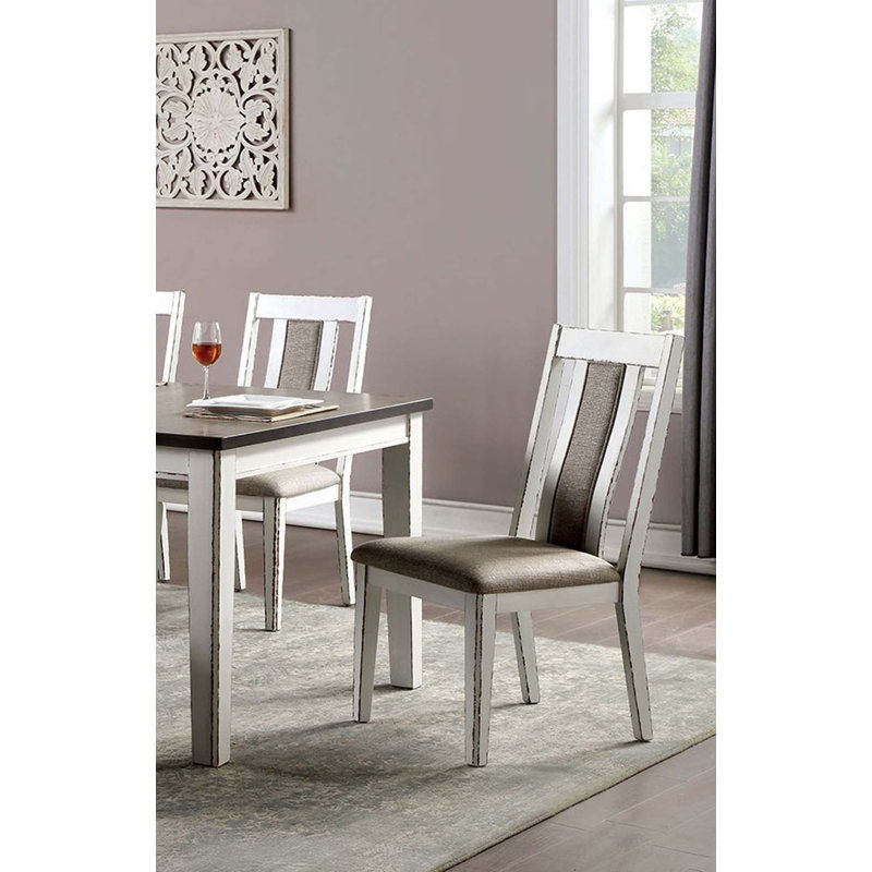 Mobilier de salle à manger en bois massif avec chaises d'appoint en tissu