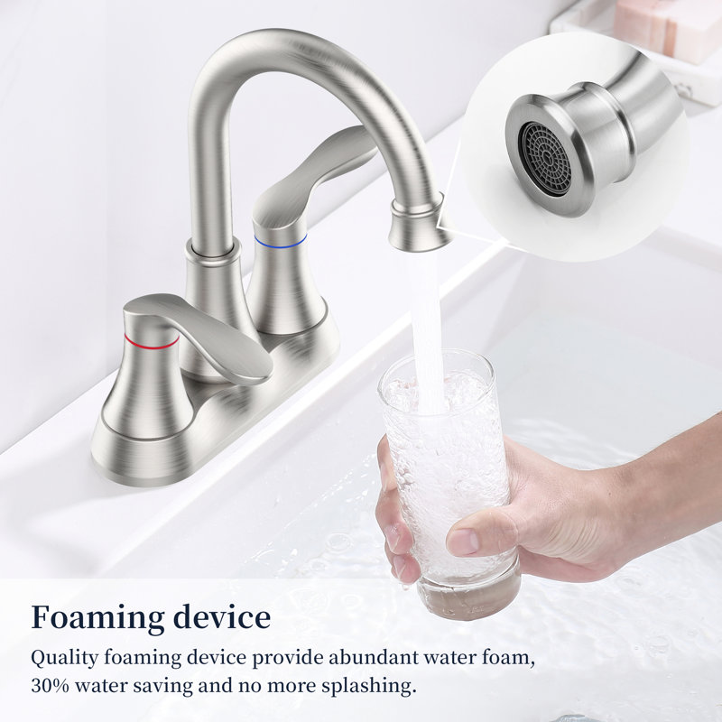 Brushed Nickel Bathroom Sink Faucet With 360 Degree Rotation, Lever, Water Saving Functionality Ceramic Cartridge, Swivel Spout, Design