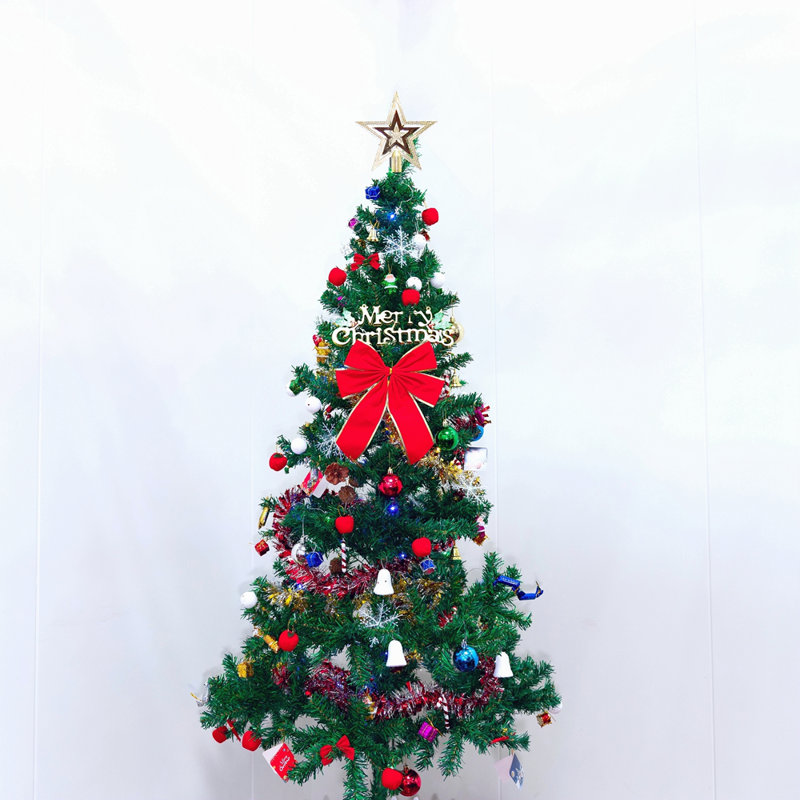 6Ft Artificial Christmas Tree With LED Energy-Saving Lights, Including 195 Pendant Tree Skirts And Guardrails, 6' H