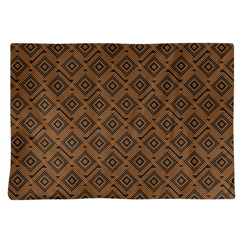 Napperon en coton 18 po Square Maze, Noir / Orange