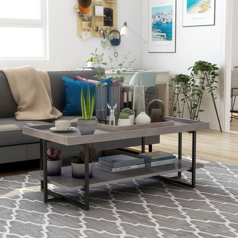 Table basse avec rangement Baden, Gris antique
