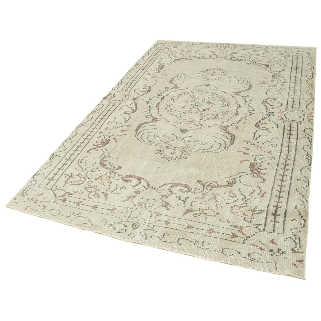 Vintage Beige Vintage Wool Handmade Area Rug
