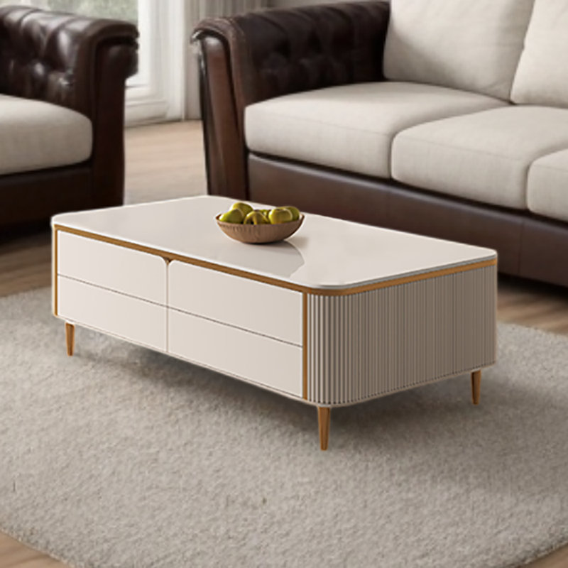 Table basse à quatre pieds avec rangement, H 17,71 po x L 51,18 po x l 27,55 po