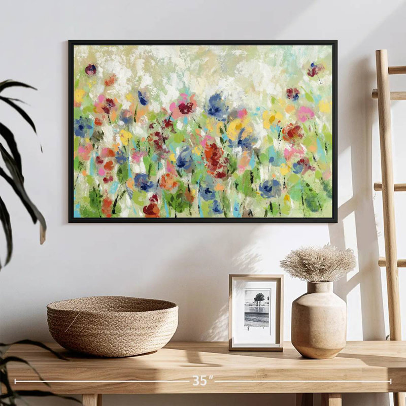 Fleurs de printemps au printemps I, 25 po x 17 po, Cadre flottant noir