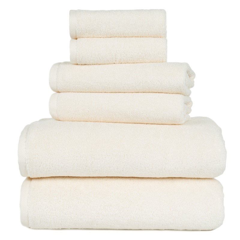 Ensemble de serviettes 6 pièces Lavish Home - Essentiels de salle de bain 100% coton 625GSM avec 2 serviettes de bain, 2 débarbouillettes et 2 débarbouillettes - Drap absorbant pour salle de bain, douche, gymnase, spa et chambre de dortoir
