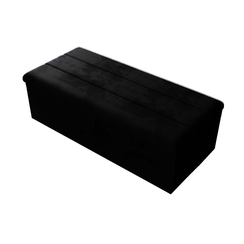 Airiona 102cm Wide Rectangle Striped Standard Ottoman with Storage, Matte Black
