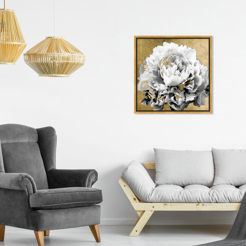 Parfum Magnolia - peinture sur toile, H 20 po x l 20 po, Toile encadrée d'or