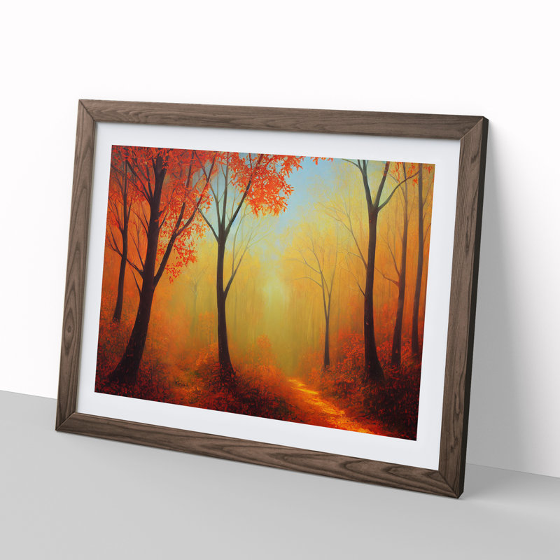 XH1022-6720X Painting Of An Autumn Forest Vol.5 - Single Picture Frame Print, 46cm H x 64cm W x 2cm D, Walnut