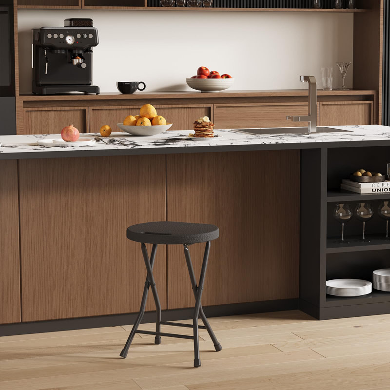 Tabouret pliant portatif de 18 pouces avec poignée de transport Tabouret pliable sans dossier et pieds antidérapants pour le voyage et la cuisine