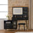 Retractable Makeup Vanity Desk With Mirror And Lights, 2 Drawers, Storage Shelves, Adjustable Cabinet, Power Outlet And A Stool-935610200