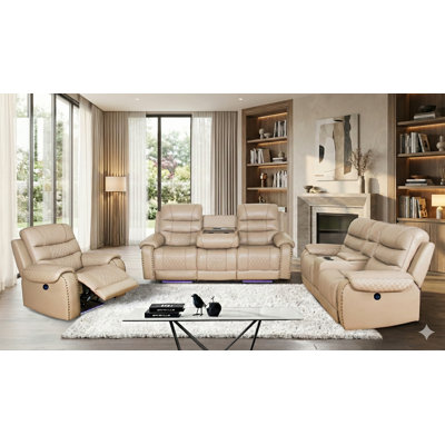 Rome - 3 Piece Top Grain Leather Power Reclining Living Room Set