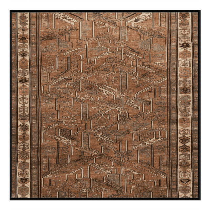 Tapis brun turc lavable à la machine, Carré 6 pi