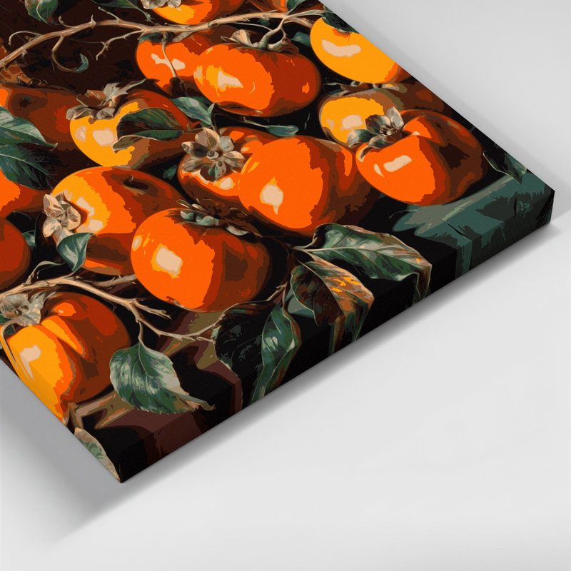 Art sur toile noir Fruit kaki, H 16 po x l 20 po