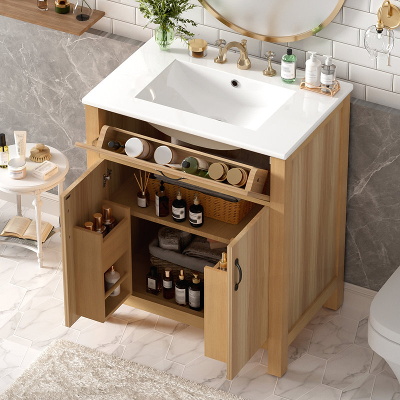 Meuble-lavabo en bois 30 po avec structure en bois massif