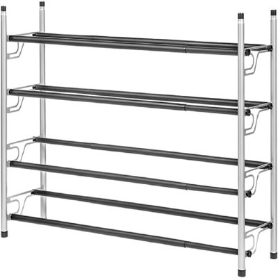  Range-chaussures à 4 niveaux - Organisateur de chaussures autoportant de grande capacité avec conception auto-assemblable, étagère à chaussures en métal facile à assembler pour le placard, la chambre à coucher et le vestibule (paquet de 2)
