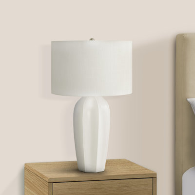 H 27 po, lampe de table, céramique crème, abat-jour ivoire / crème, lampe de table