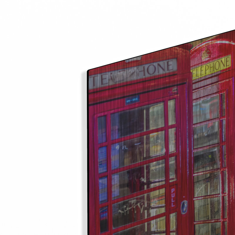«London Red Téléphone Boxes» par Mark A Paulda, art mural en métal, H 24 po x l 36 po