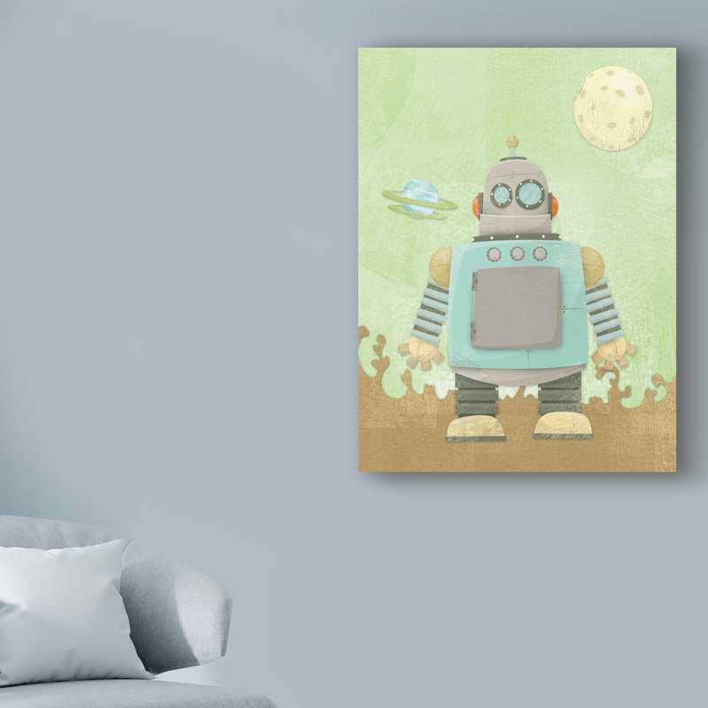 « kids robot », art sur toile, H 24 po x l 18 po x P 2 po