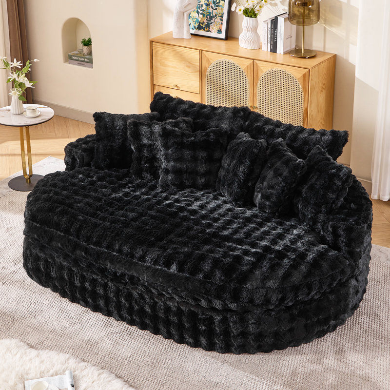 Méridienne rembourrée surdimensionnée de 83 pouces, canapé-lit à compression moderne moelleux, Noir