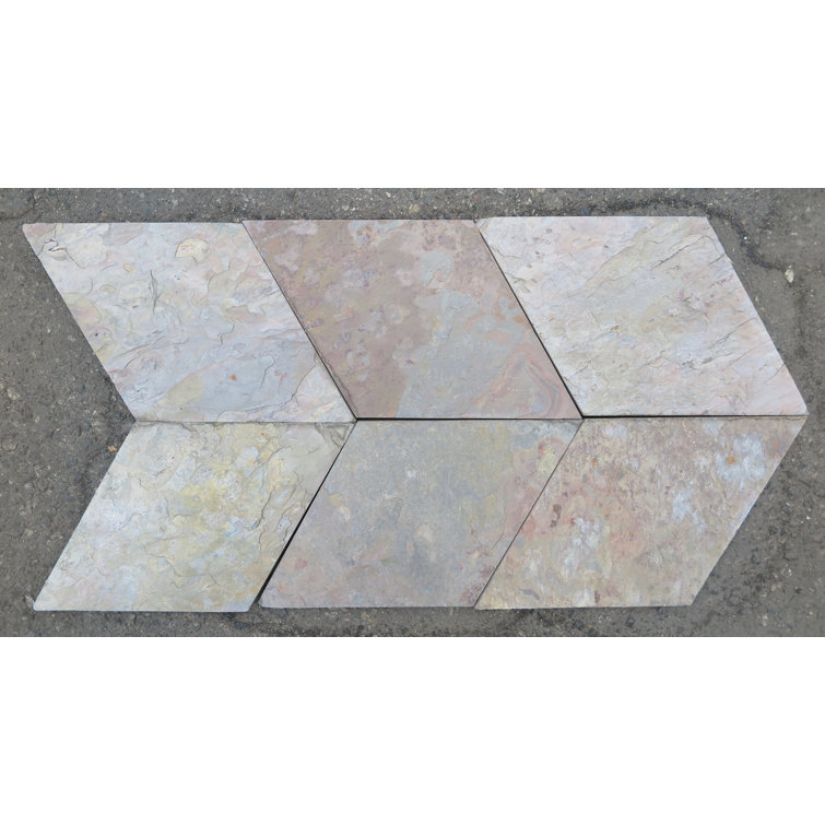 Multi Color Classic Natural Cleft Face, Gauged Back 8 Diamond (13 1/4x8) Slate Field Tile