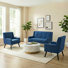 Tufted Upholstered 3-Piece Living Room Set - Loveseat Sofa & Accent Armchair