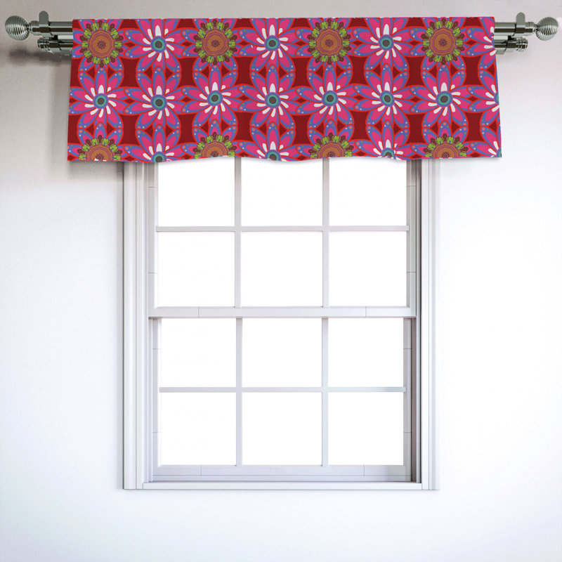 Sateen Floral Ruffled Window Valance