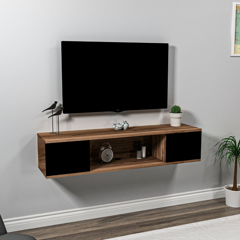 Ambrette TV Stand for TVs up to 50", Light Walnut/Black