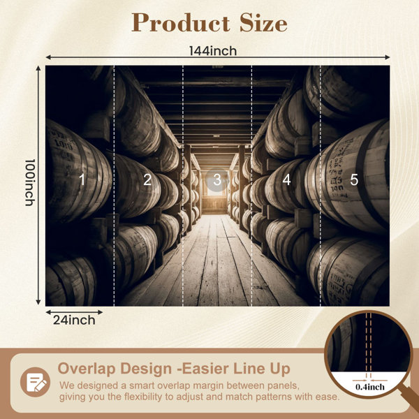 Red Barrel Studio Peel and Stick Wallpaper Bourbon barrels aging ...