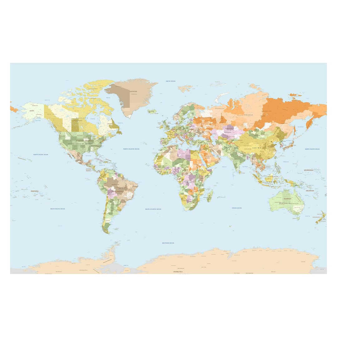 Strukturierte Tapete Political World Map 2,25 m x 336 cm