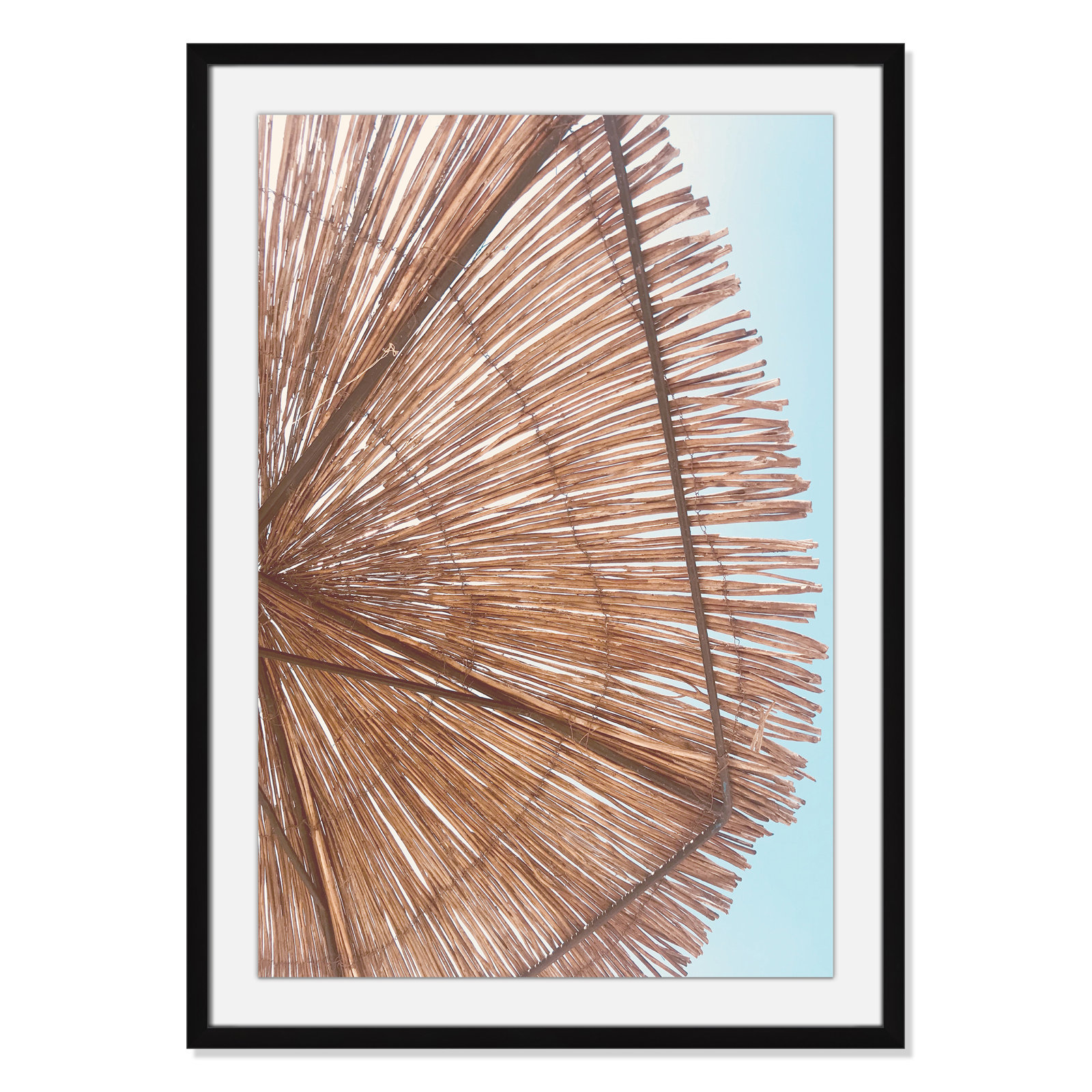 Rosy Straw Umbrella - Picture Frame Photograph, 35.50" H x 25.50" W x 1.25" D, Satin Black