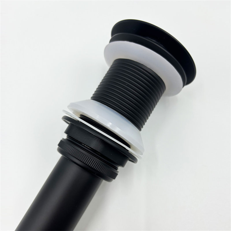 Robinet de lavabo de salle de bain à poignée simple avec bonde escamotable Waterfall, Noir mat