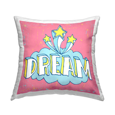 Cloud & Stars Dream Phrase Printed Throw Pillow Design By Peter Horjus