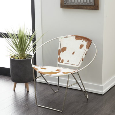 Fauteuil demi-tonneau en cuir véritable Estevan de l 76,2 cm