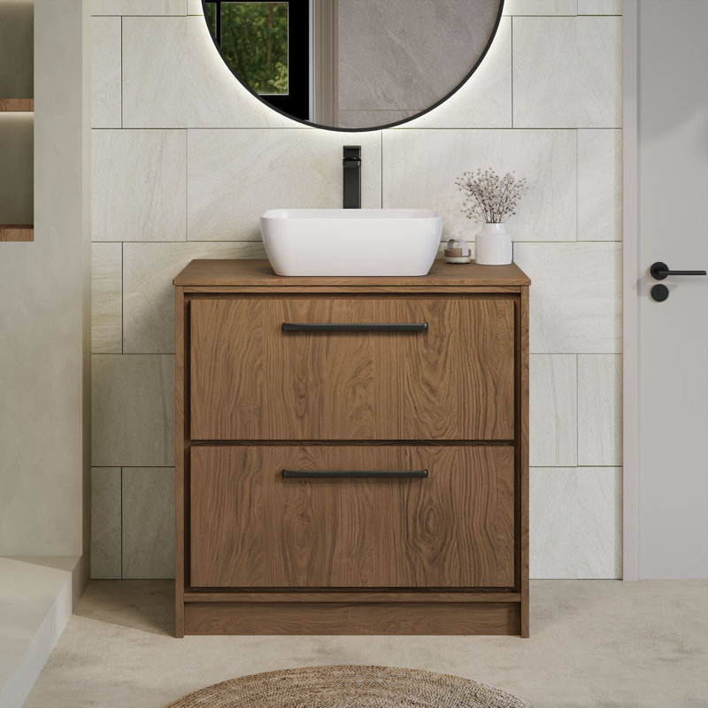 Hudson Reed Lille 800mm Antique Oak Floor Standing Vanity Unit With Co-ordinating Worktop