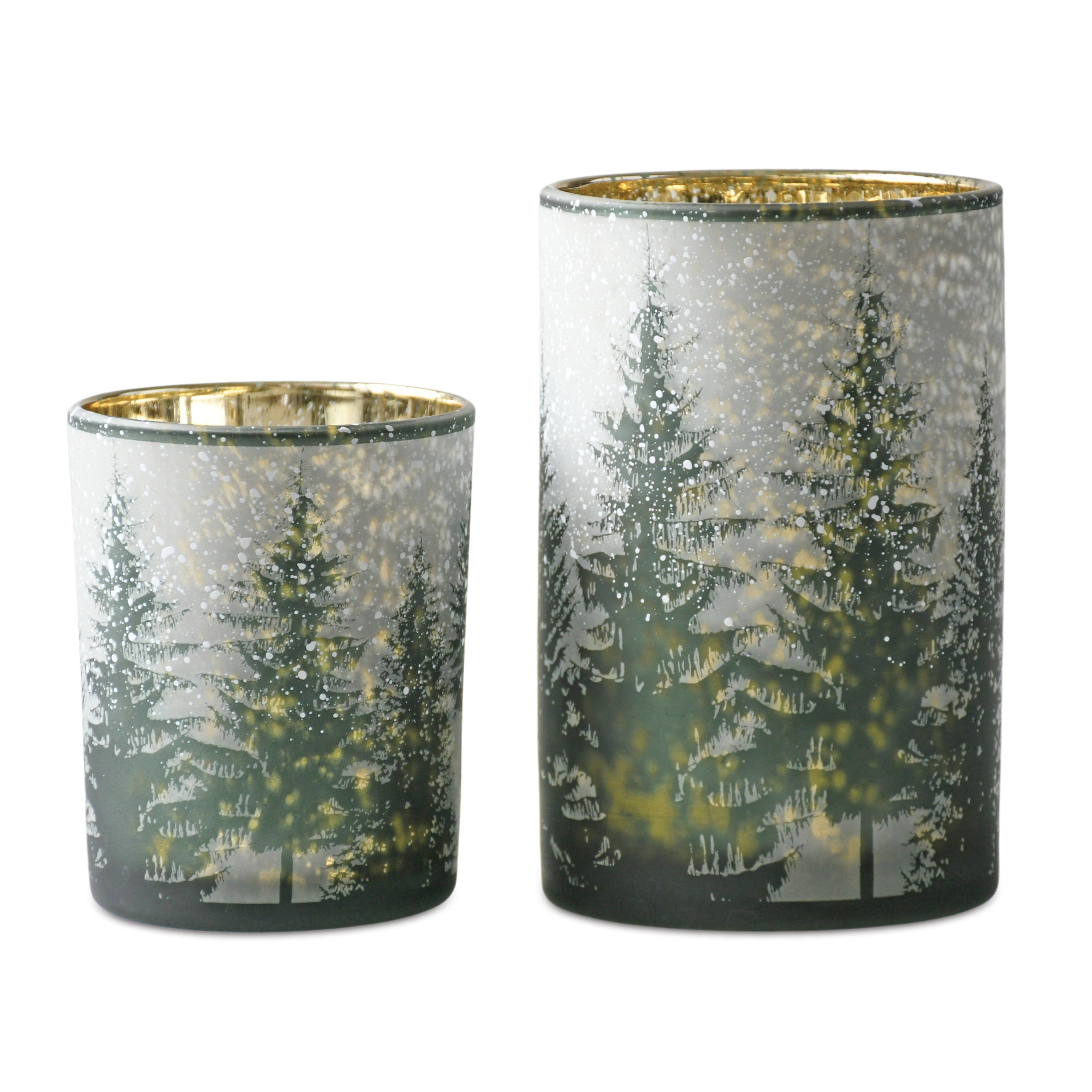 Millwood Pines Frosted Pine Mercury Glass Candle Holder Set Of 2 Wayfair 0592