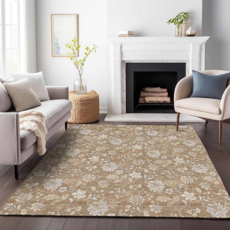 Premium Machine Washable Prisco Copper Rug, Rectangle 10' x 14'