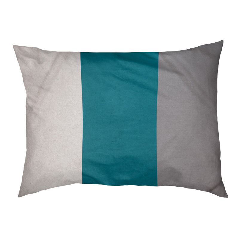 Oreiller rectangulaire designer, Moyen (L 18 po x l 28 po), Blanc / bleu sarcelle / gris