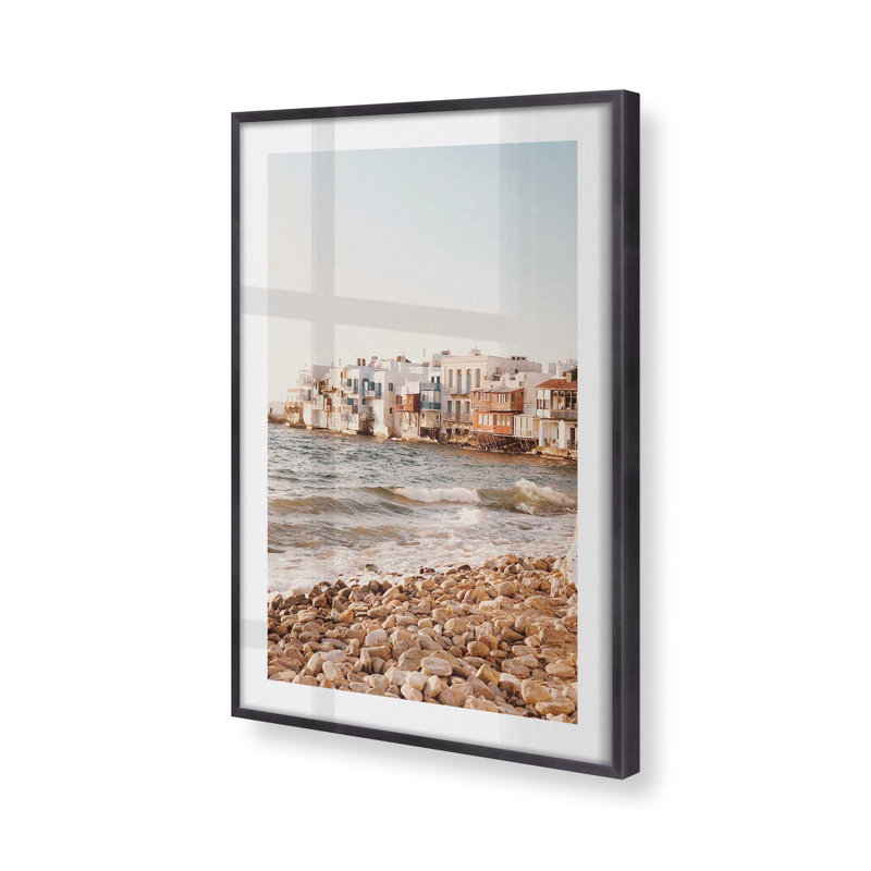 Mykonos Morning Print, H 21,25 po x l 17,25 po x P 1,25 po, Cadre simple en zinc patiné