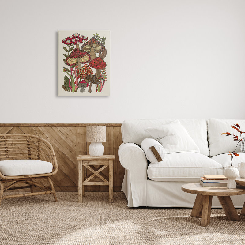 «Layered Mushroom Nature Botanicals Intricate Floral Patterns» par Valentina Harper - impression sur toile, Toile tendue