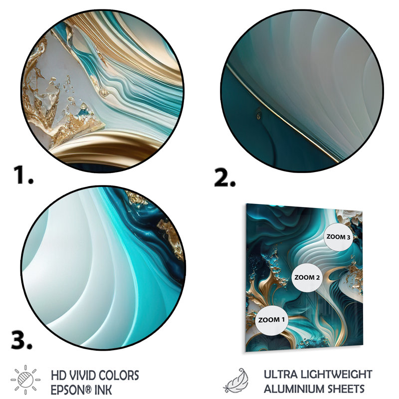 Abstract Geode Turquoise II  Print on Metal, 44" H x 34" W