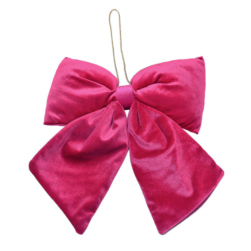 Raspberry Pink Velvet Hanging Bow Medium