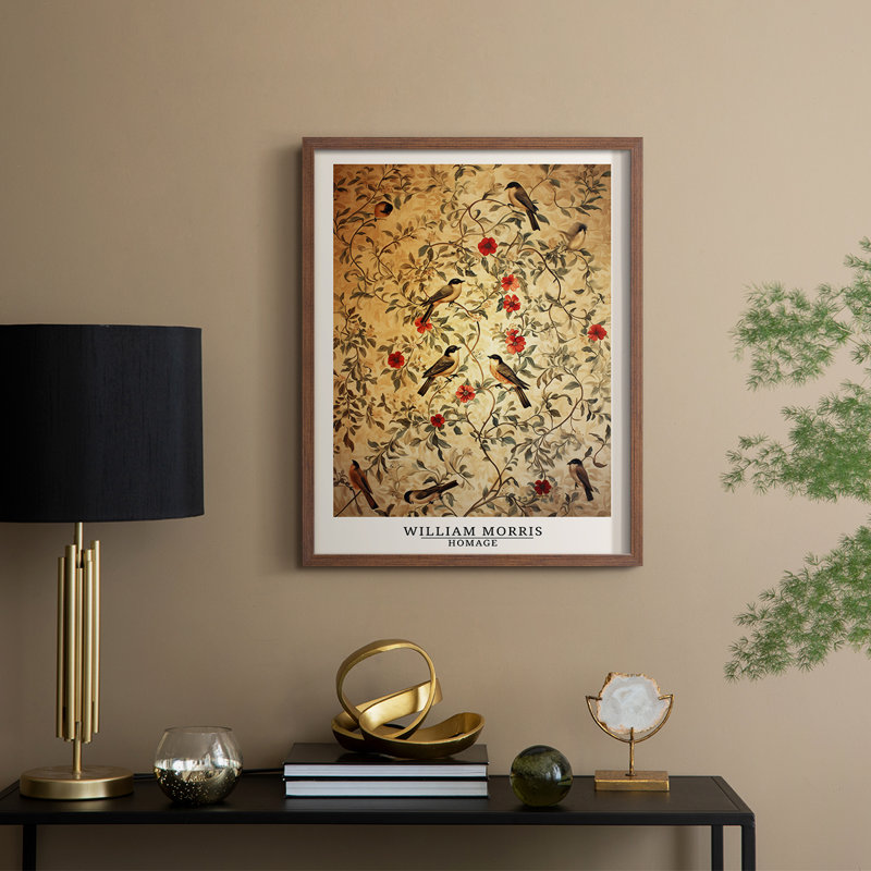 WM MORRIS Series CCXXVI Framed Print - Solid Wood, 15" H x 12" W, Walnut
