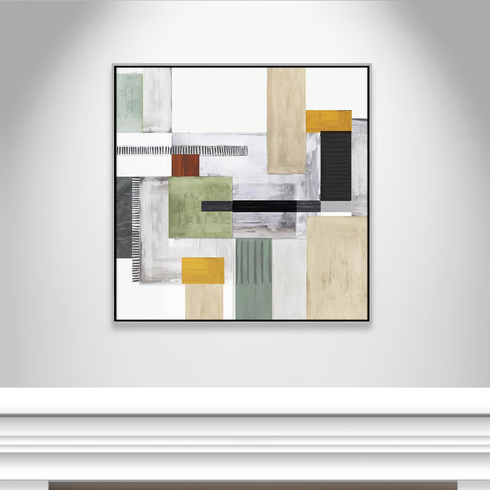 Playful Blocks Print, 37.5" H x 37.5" W x 1.25" D, Silver Floater Framed