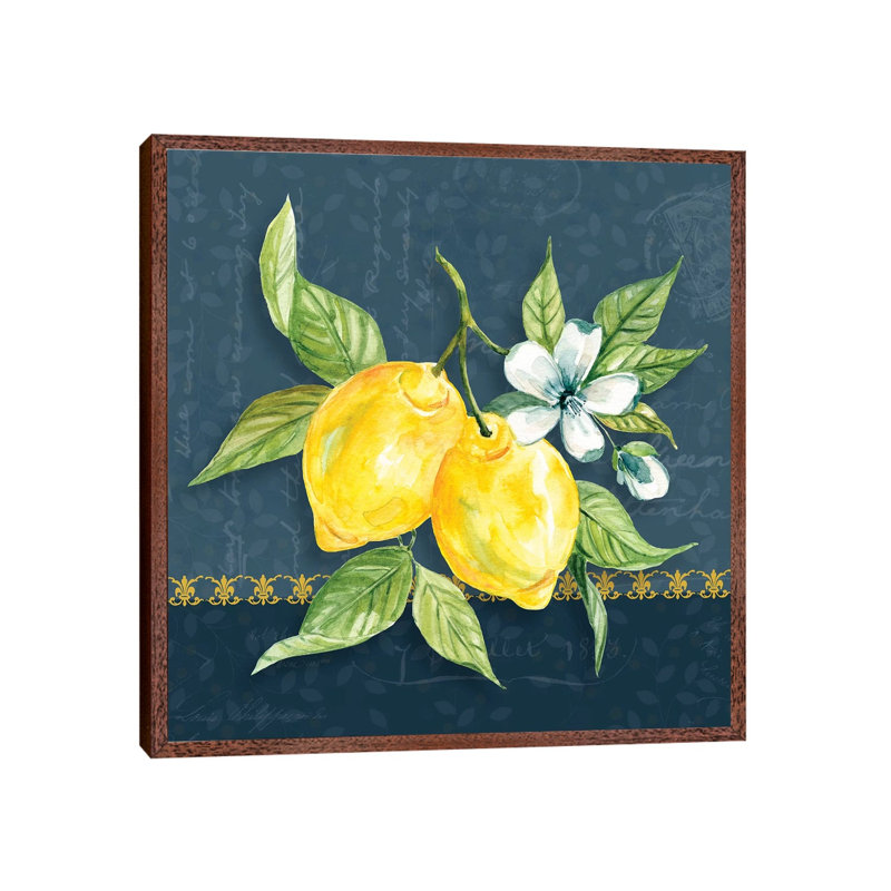 Blue Lemon Squeeze II by Carol Robinson - Print on Canvas, Classic Brown Wood Framed, 66.04 cm H x 66.04 cm W