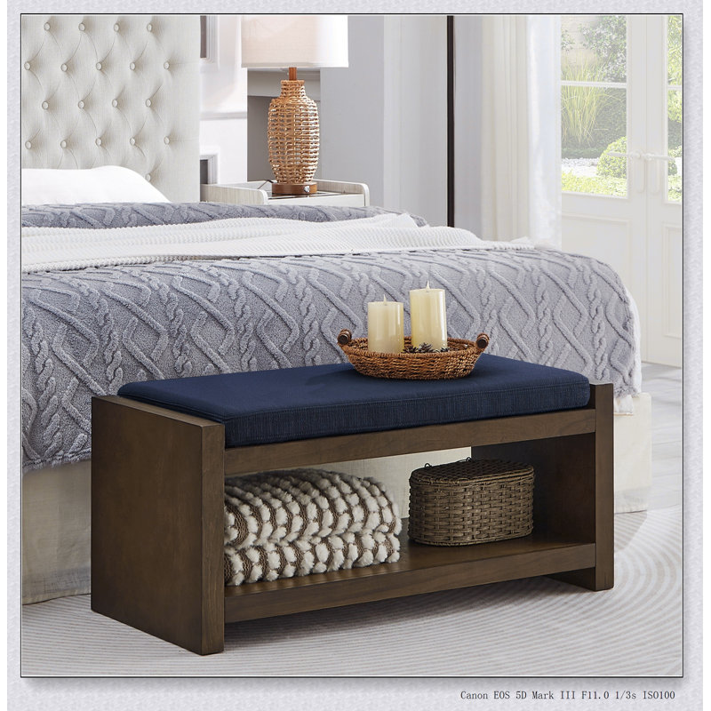 Banc d'appoint de 40 pouces avec étagère à chaussures inférieure, siège rembourré pour le salon et la chambre à coucher, banc de rangement compact à bout de lit avec coussin amovible