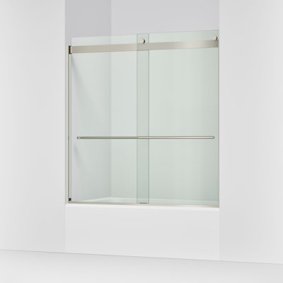 Porte de baignoire coulissante Levity Plus Less, 61-9 / 16 po H 56-5 / 8 - 59-5 / 8 po L, avec verre transparent de 5/16 po d'épaisseur
