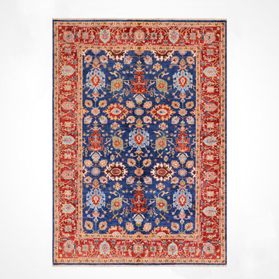 Tapis en laine et coton rouge noué à la main Original